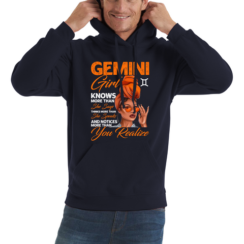 Gemini Girl Knows More Than Think More Than Horoscope Zodiac Astrological Sign Birthday Unisex Hoodie