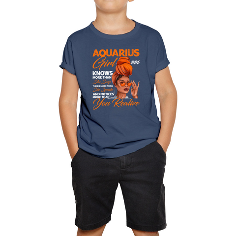 Aquarius Girl Knows More Than Think More Than Horoscope Zodiac Astrological Sign Birthday Kids Tee