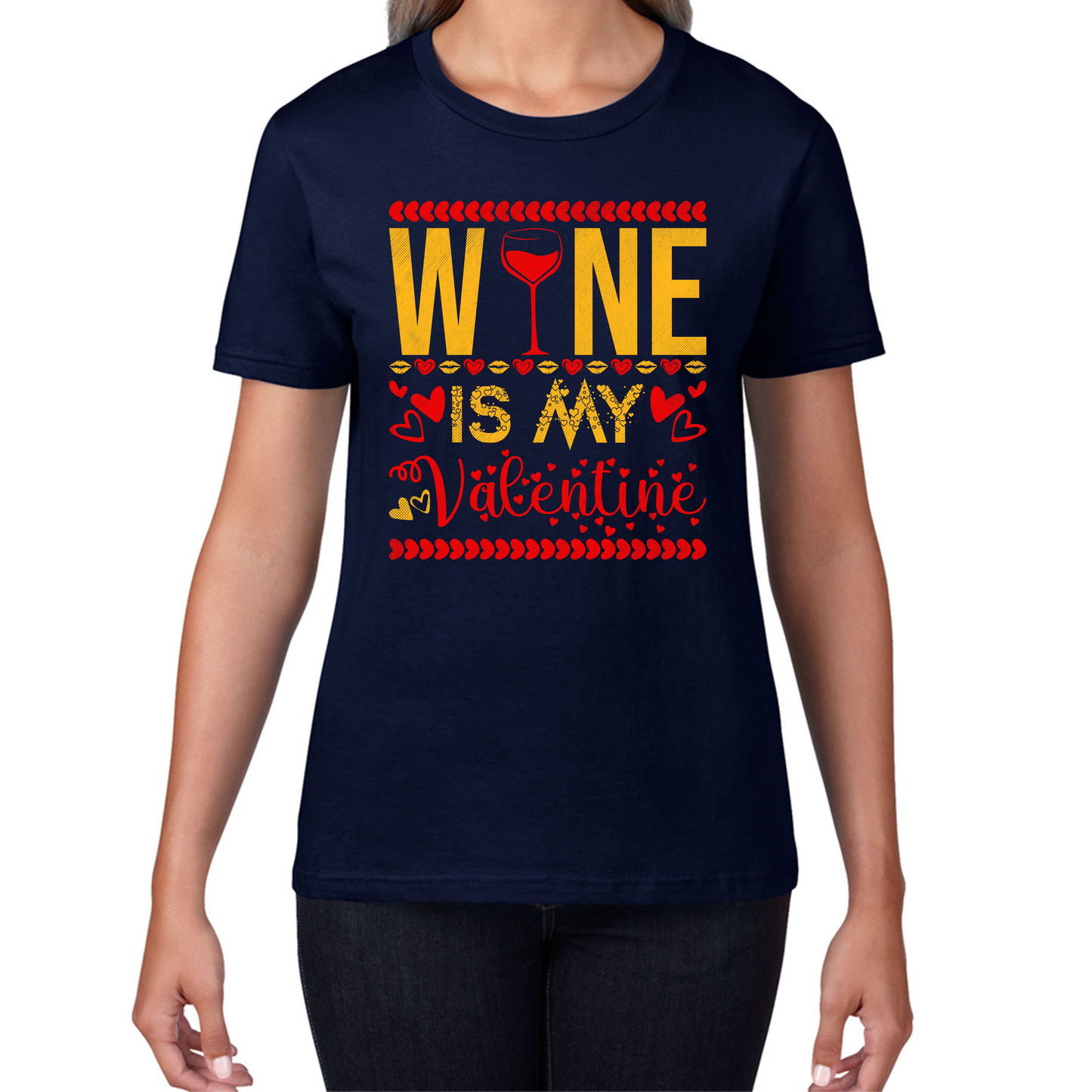Wine Is My Valentine Valentine's Day Wine Drinking Lovers Wine Lover Womens Tee Top