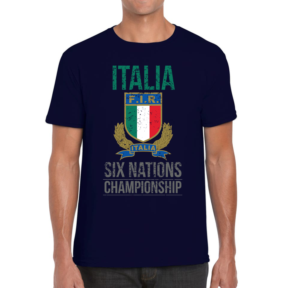 Italia Flag Logo Rugby Cup European Support World Six Nations Championship Mens Tee Top