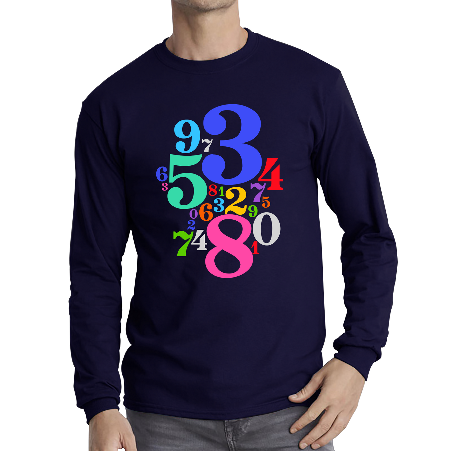 Numbers Day Maths Day Colourful Numbers Math Lovers Mathletics School Charity Day Long Sleeve T Shirt