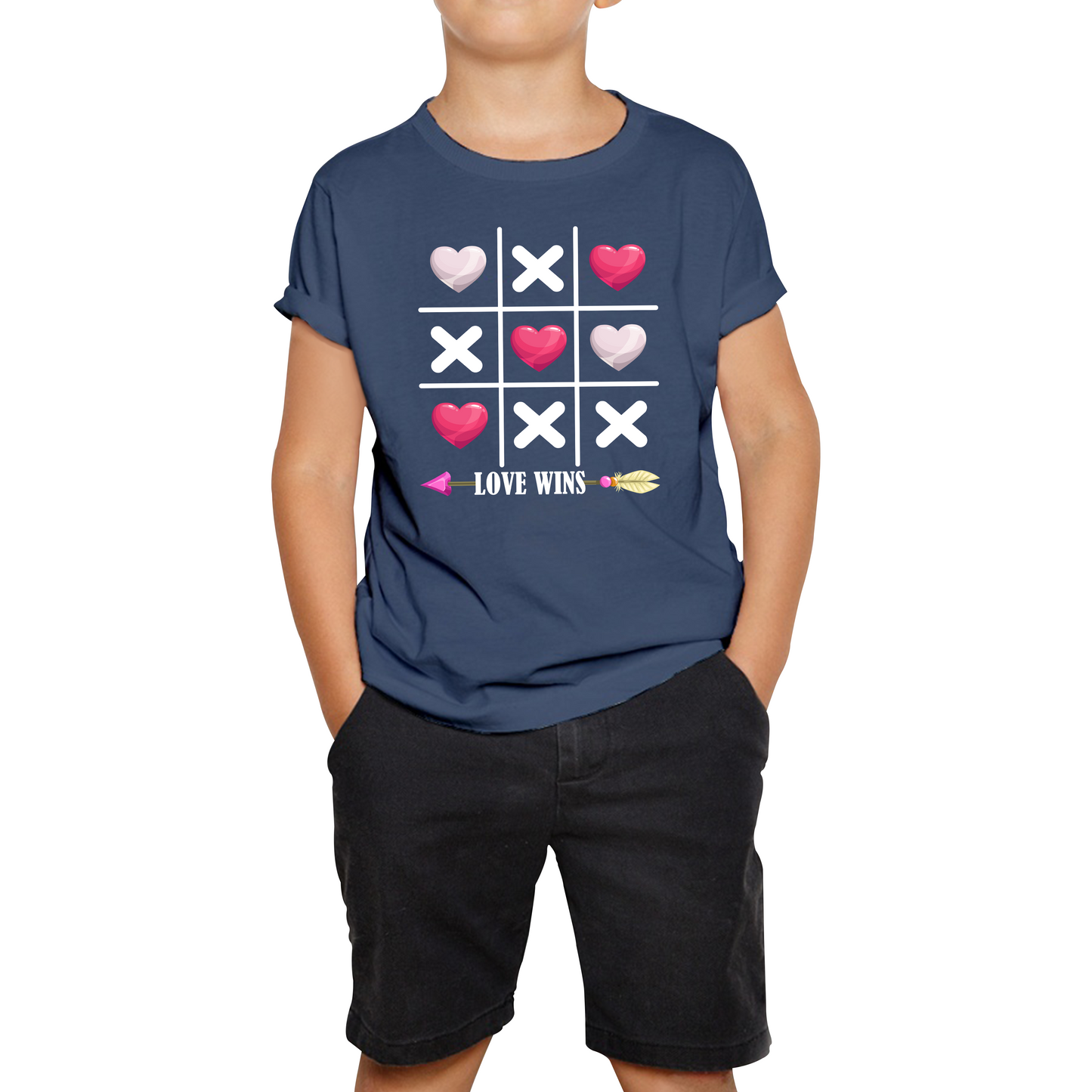 Valentine's Day Tic Tac Toe Love Wins Tic Tac Funny Game Lovers Gift Kids Tee