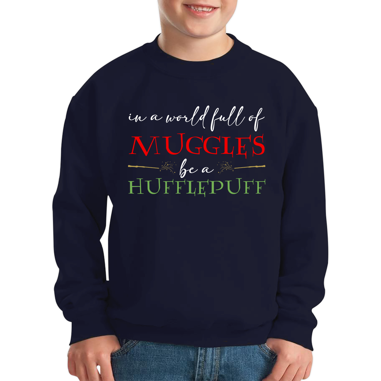 In A World Full of Muggles Be A Hufflepuff Harry Potter Kids Jumper
