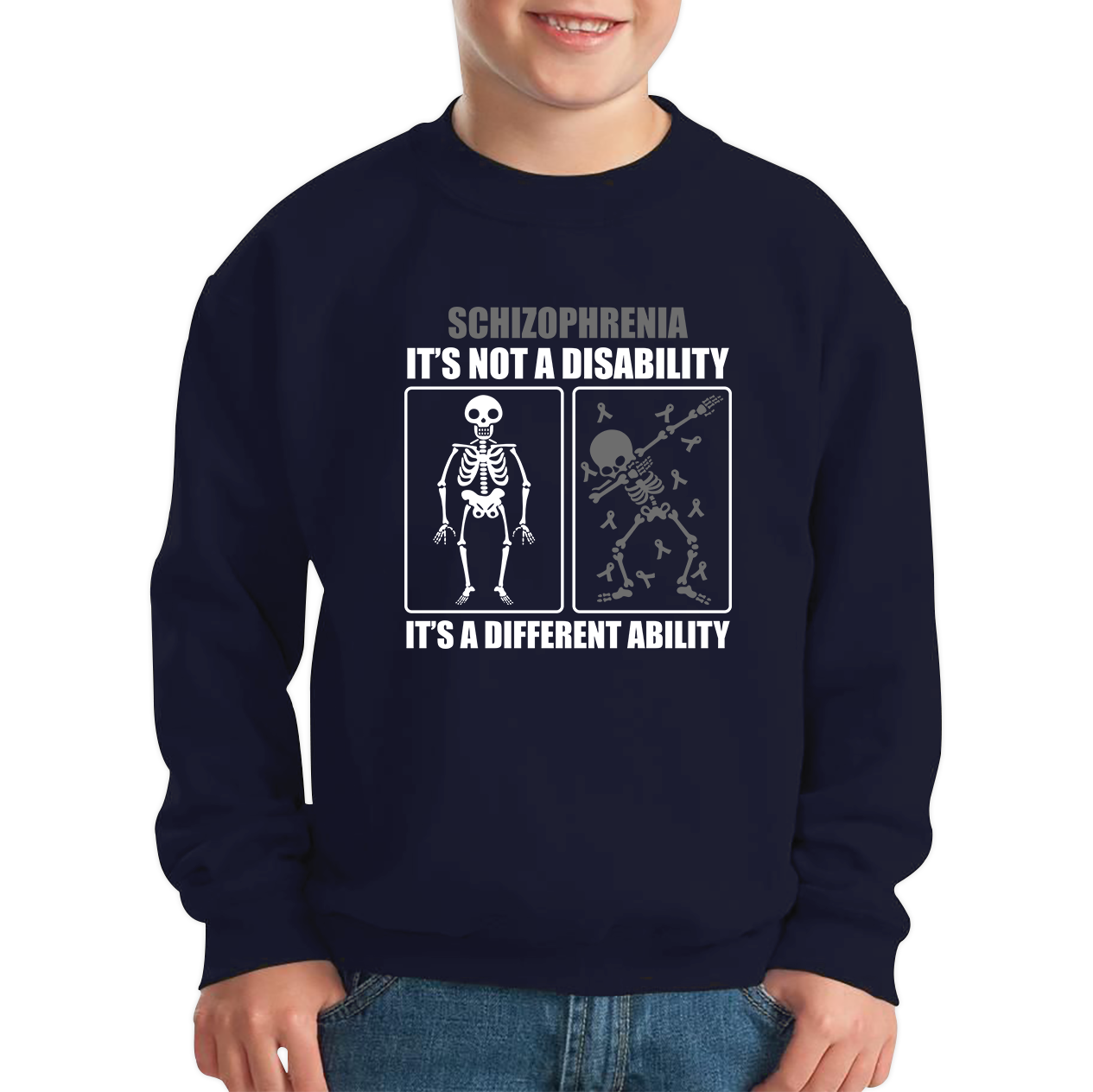 Schizophrenia It's Not A Disability It's A Different Ability Skull Dab Dancing Funny Joke Sweatshirt