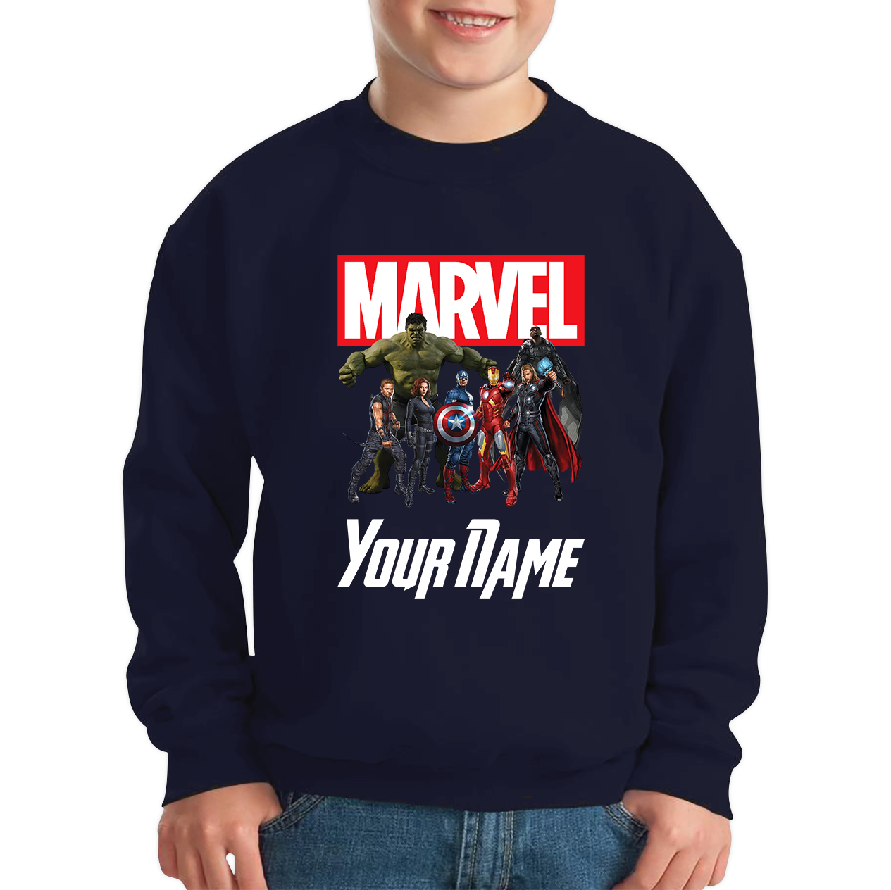 Personalised Marvel Avengers Superheroes Team Sweatshirt