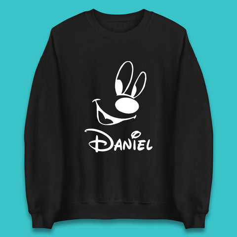 Personalised Disney Oswald the Lucky Rabbit Face Your Name Vintage Animated Cartoon Character Disney Trip Unisex Sweatshirt