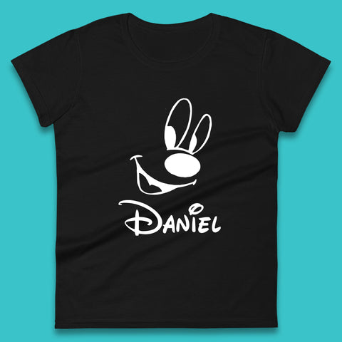 Personalised Disney Oswald the Lucky Rabbit Face Your Name Vintage Animated Cartoon Character Disney Trip Womens Tee Top