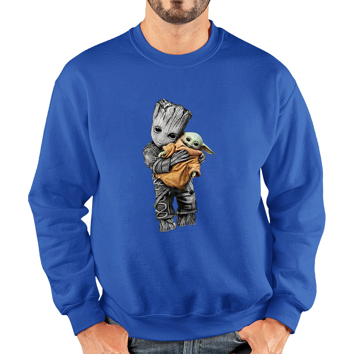 Baby Groot Holding Baby Yoda Avengers Hero Star Avenger Jedi Wars Star Wars Day 46th Anniversary Unisex Sweatshirt