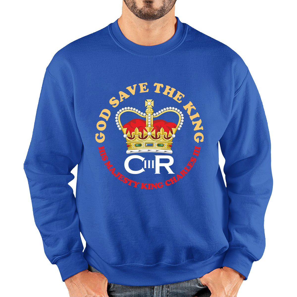 God Save The King CR III King Charles III Coronation 2023 His Majesty British Royal Crown Union Jack Unisex Sweatshirt