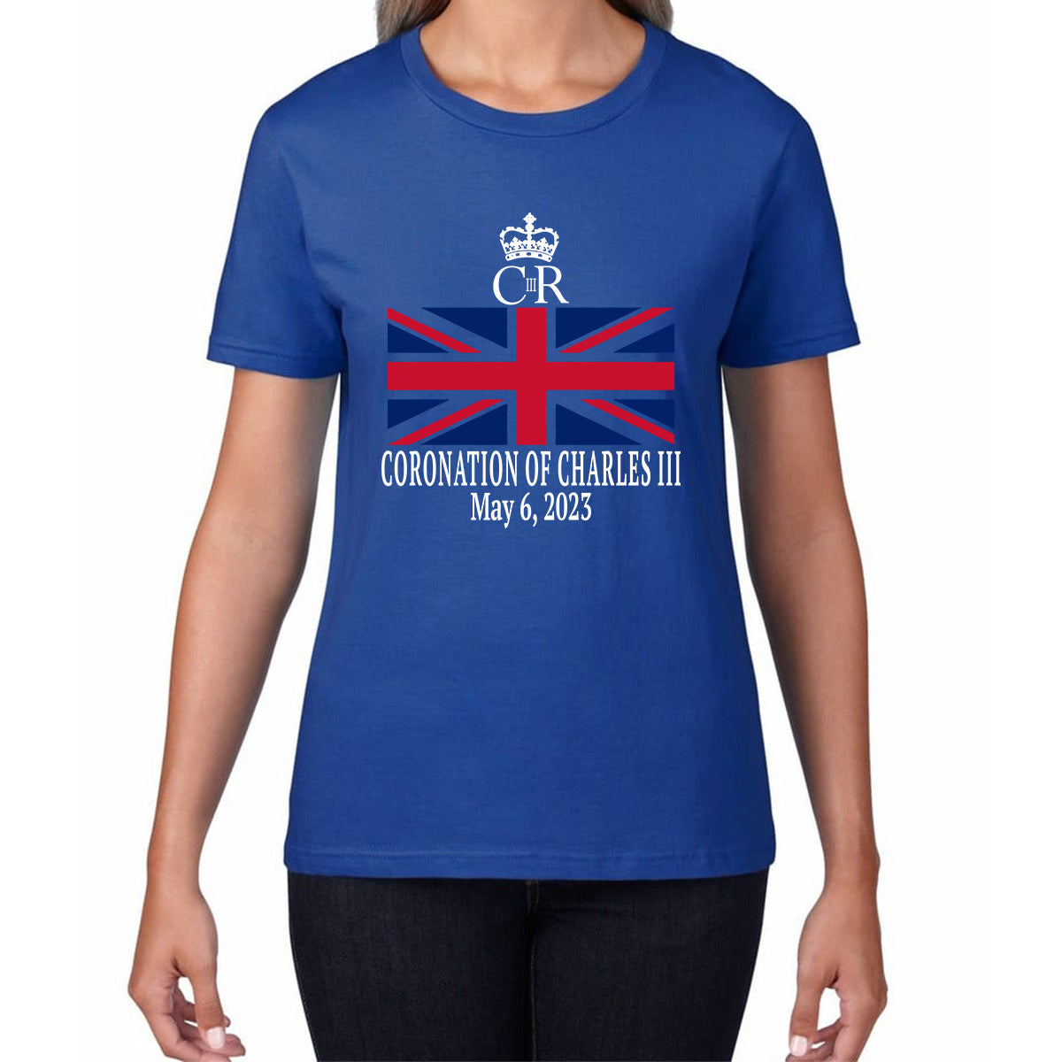 Royal Cypher CR III Coronation Of Charles III 6th May 2023 King Charles III Royal King British Flag Womens Tee Top