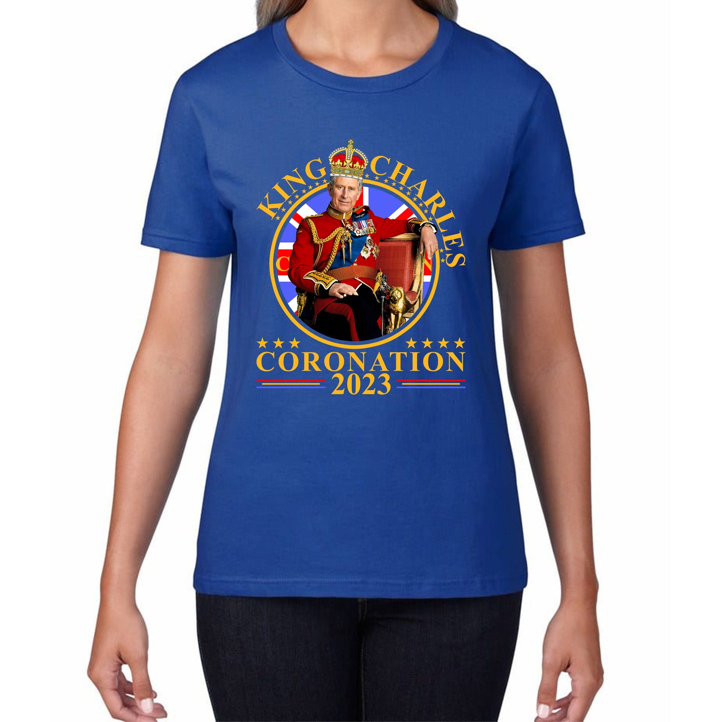 King Charles III Coronation 2023 Ruling Monarch Of England United Kingdom Royal Crown Womens Tee Top