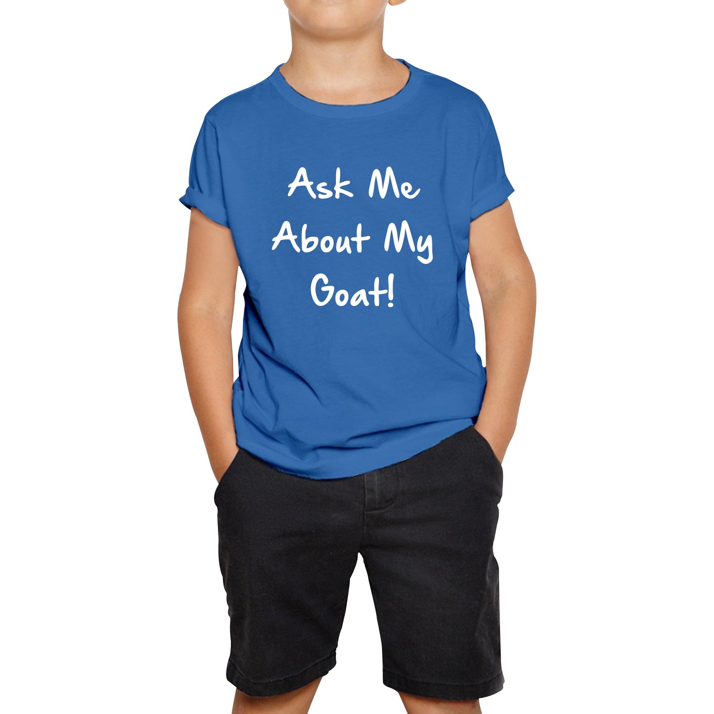 Ask Me About My Goat Disguise Goat Flip Top Funny Goat Meme Surprise Birthday Prank Gift Kids T Shirt