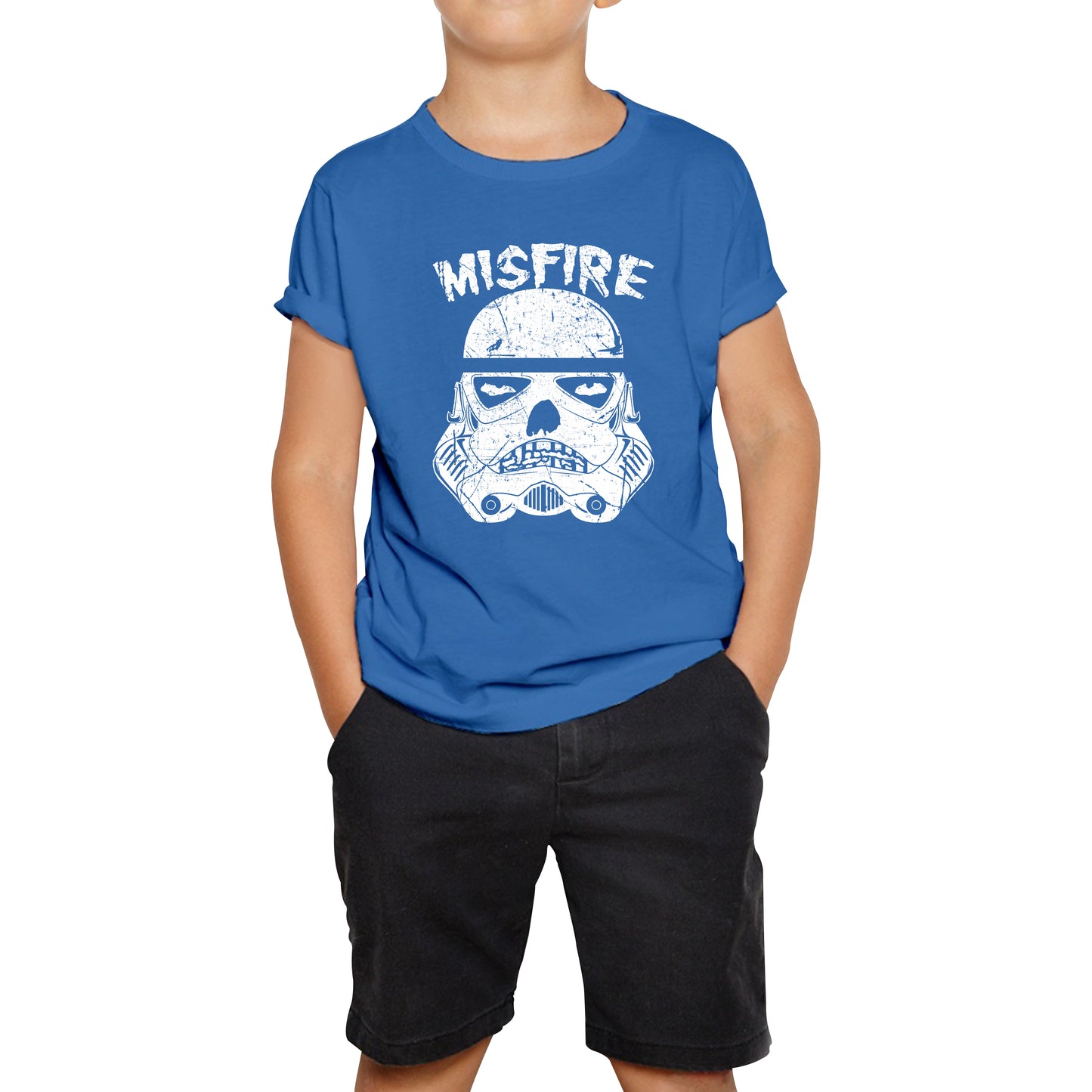 Misfire The Dark Side Made Me Do It Spoof Trooper Armor Helmet Movie Series Kids Tee