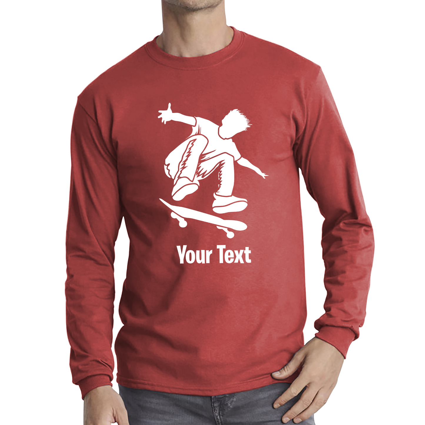 Personalised Skateboard Your Name Skater Funny Skateboarding Sport Long Sleeve T Shirt