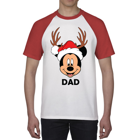 Mickey Mouse Dad Satna Hat Reindeer Father's Day Shirt Xmas Funny Father's Day Gift Baseball T Shirt
