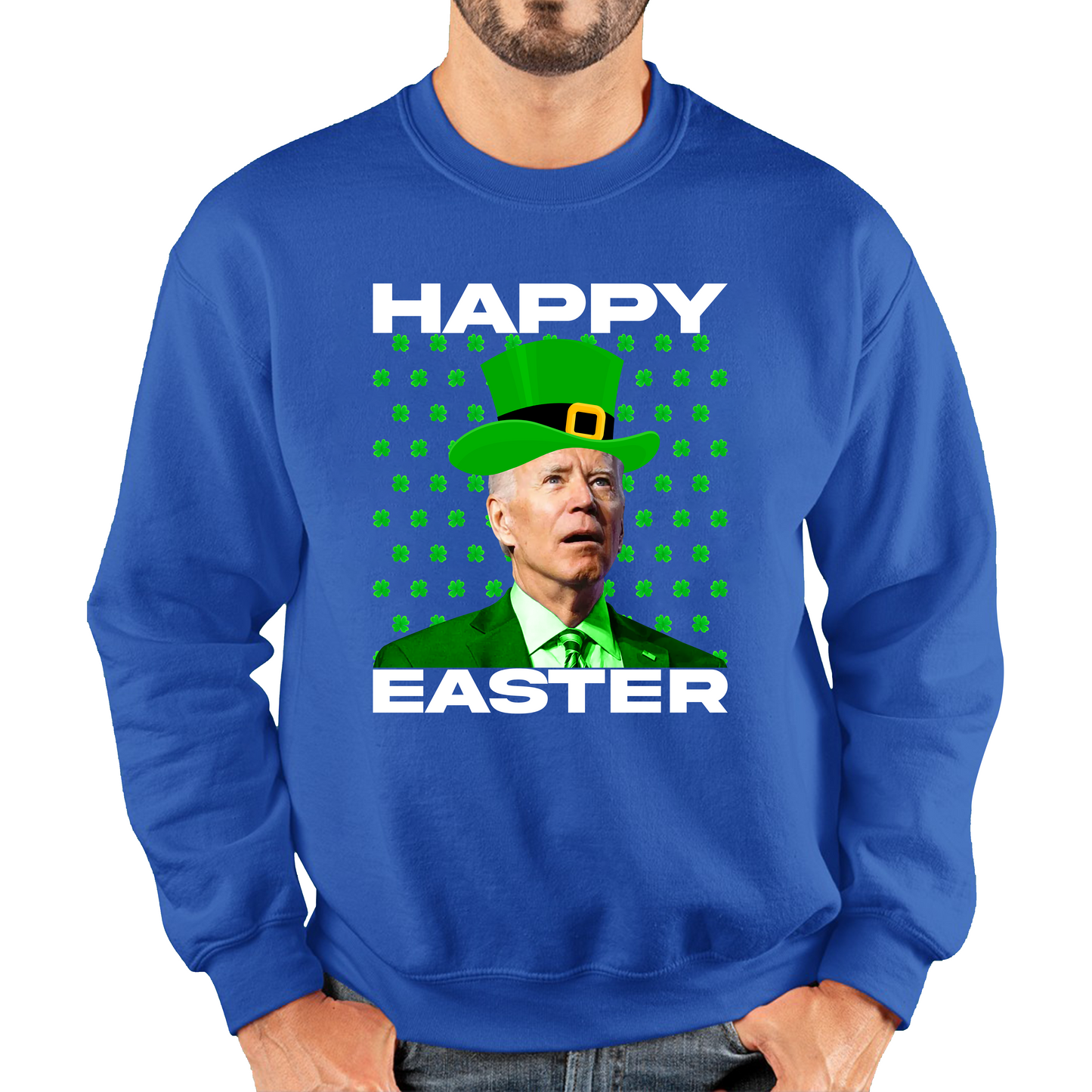 Happy Easter Confused Biden St Patricks Day Meme Joe Biden Shamrock Funny Irish Unisex Sweatshirt