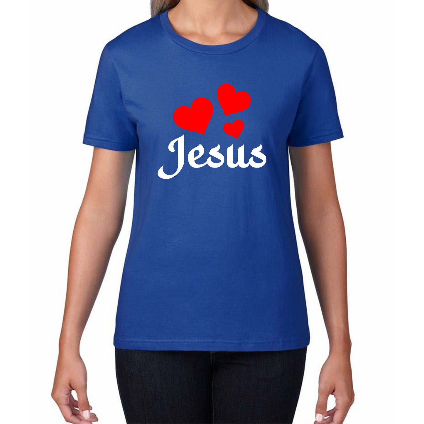 Love Jesus Hearts Jesus Christ Christians Religious Spirituality Believe Womens Tee Top