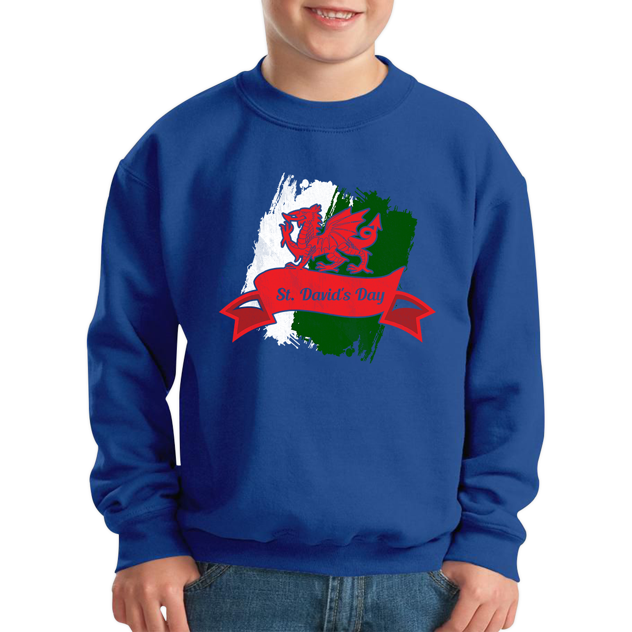 St. David's Day Dragon Flag Welsh Dragon Flag Of Wales Sant Dewi Saint Welsh Kids Jumper