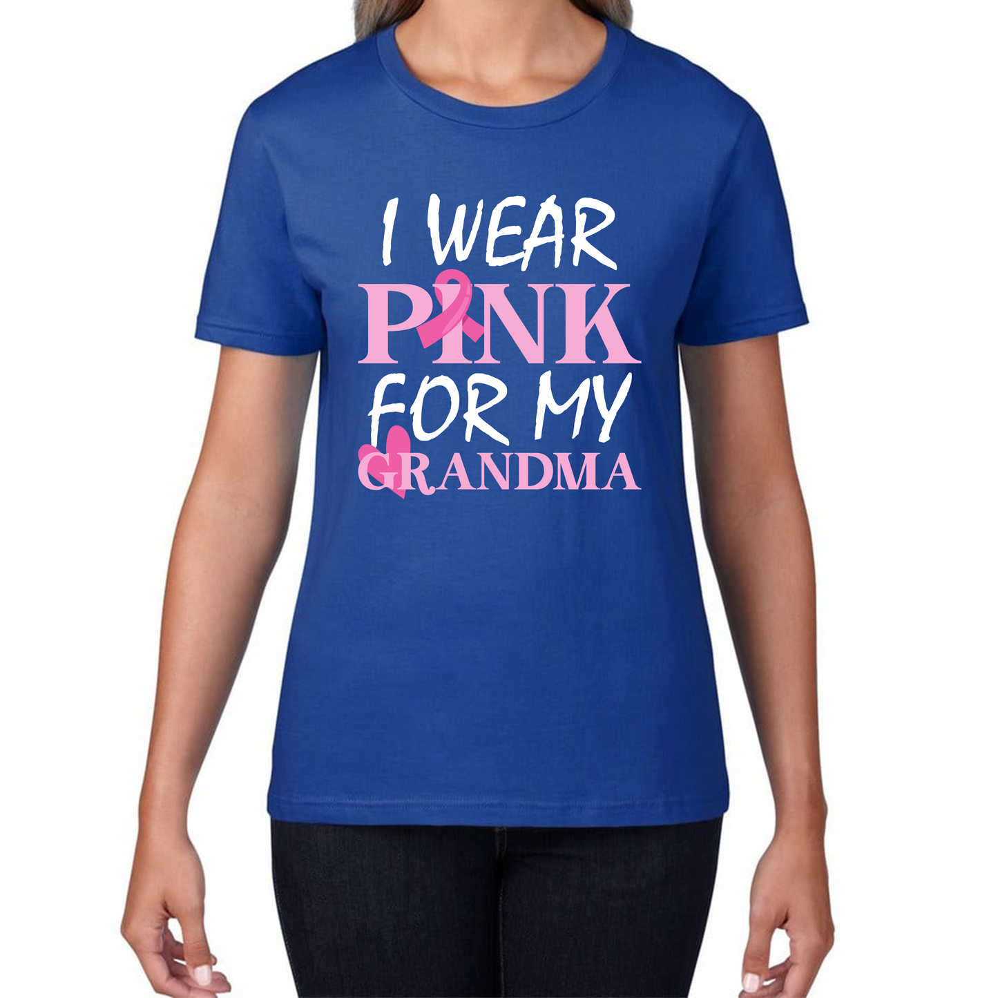I Wear Pink For My Grandma Pink Ribbon Cancer Awareness Cancer Support Womens Tee Top