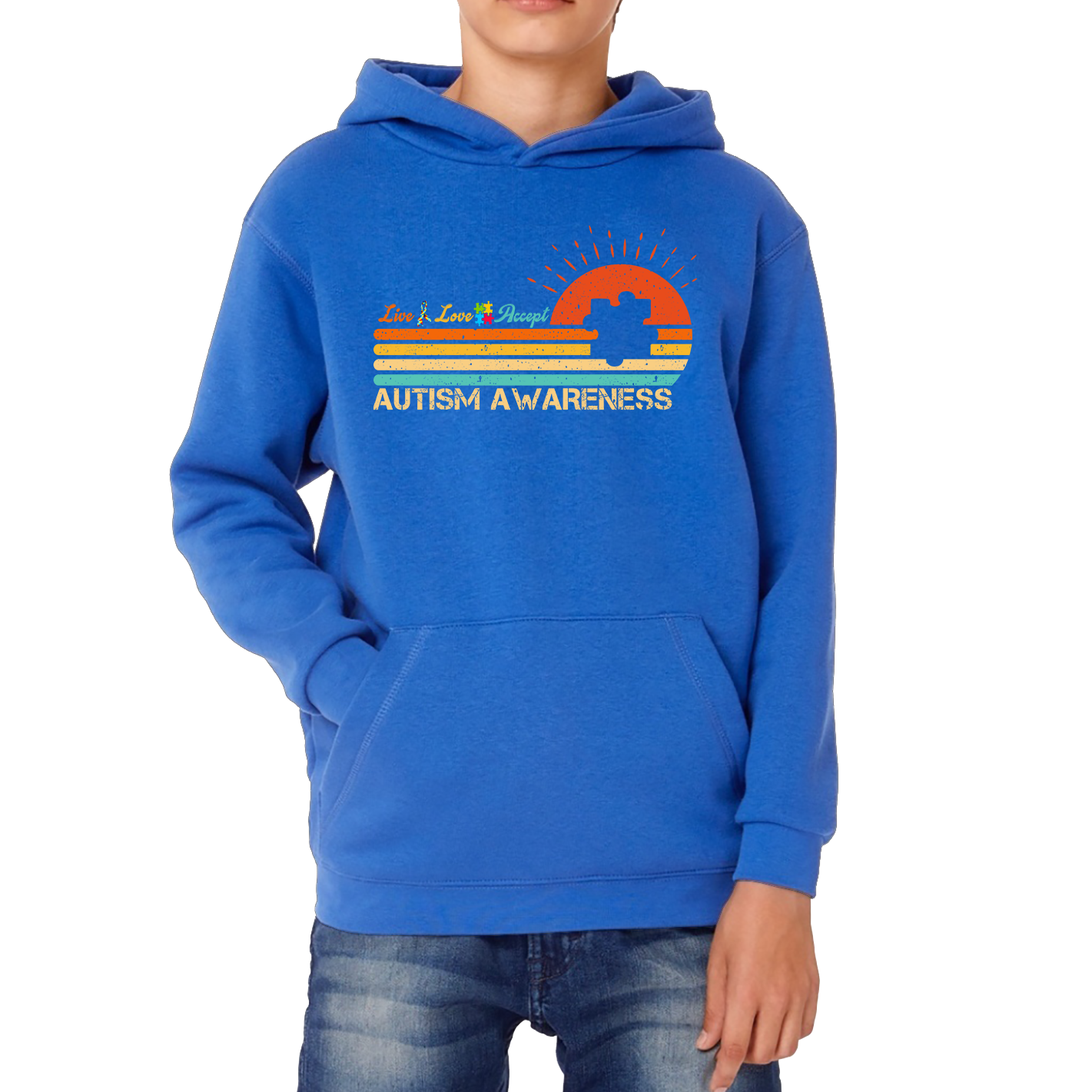 Live Love Accept Vintage Retro Autism Awareness Hoodie