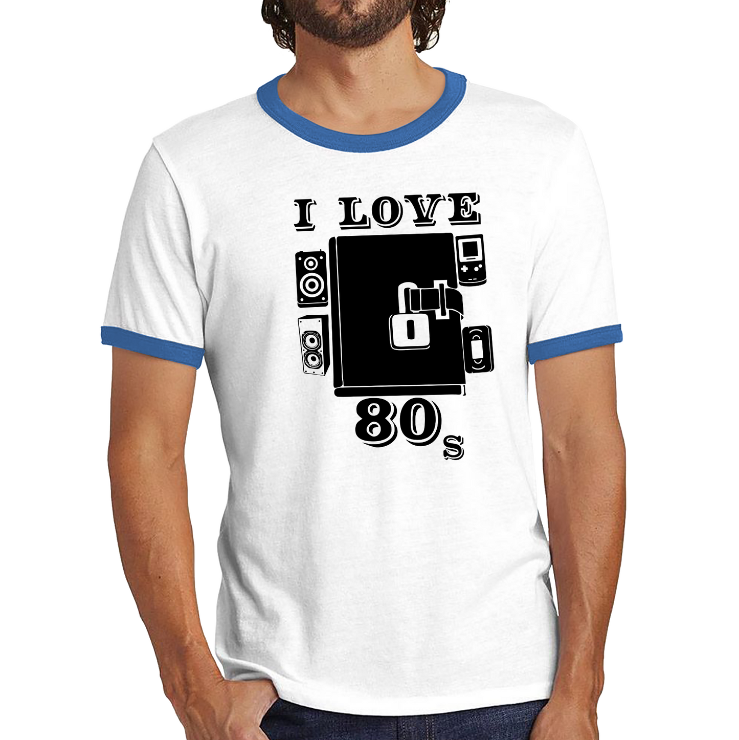 I Love 80s Shirt Vintage 80s Dairy Old Music Lovers Funny Ringer T Shirt