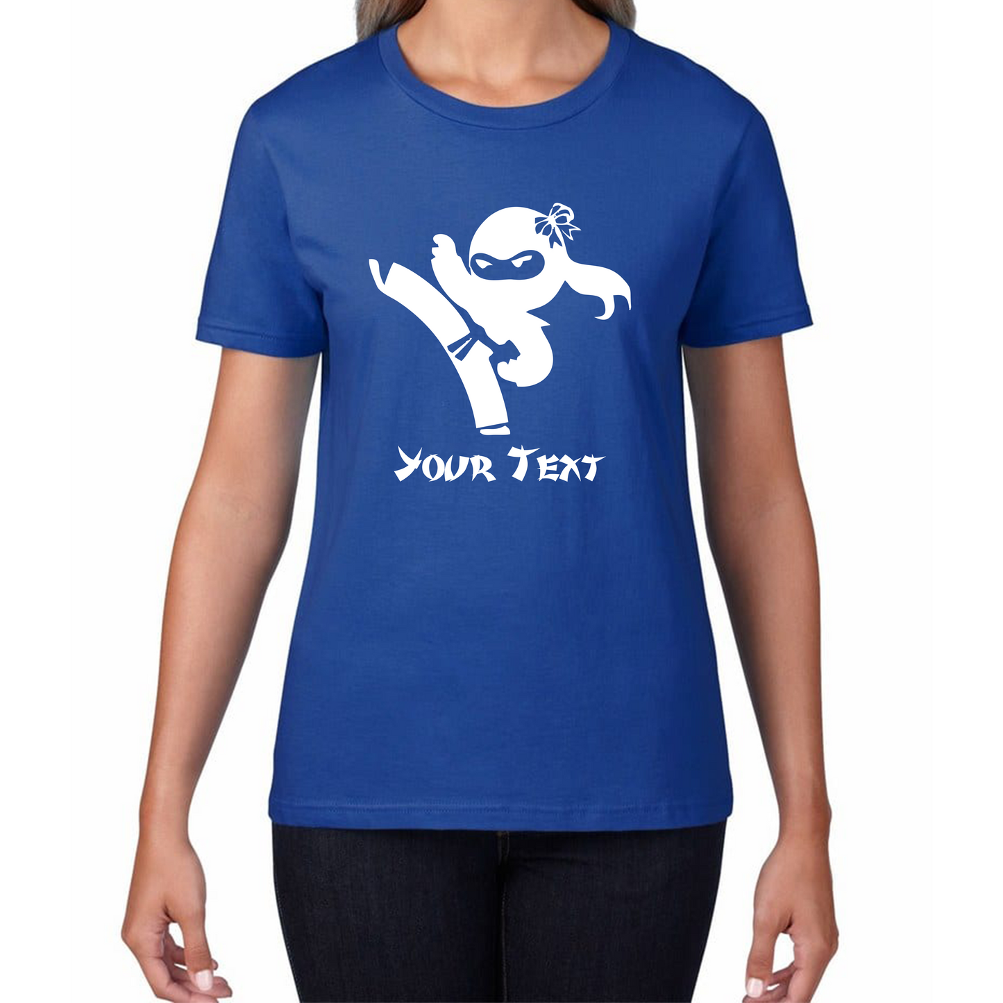 Personalised Ninja Girl Your Text Retro Ninja Warrior Martial Arts Judo Karate MMA Womens Tee Top