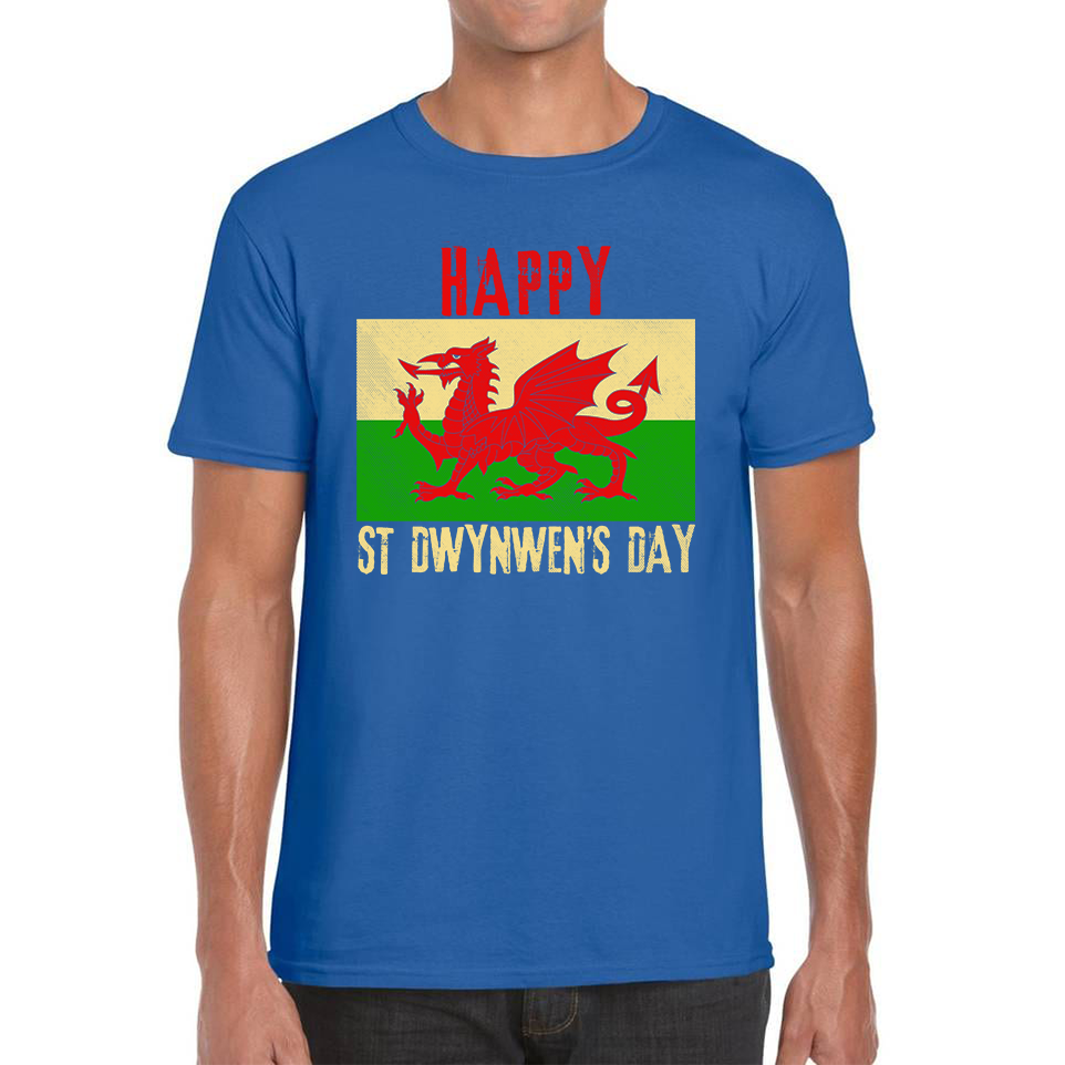 Happy St Dwynwen's Day Dydd Santes Dwynwen Saint Dwynwen Day Saint Of Lovers Mens Tee Top