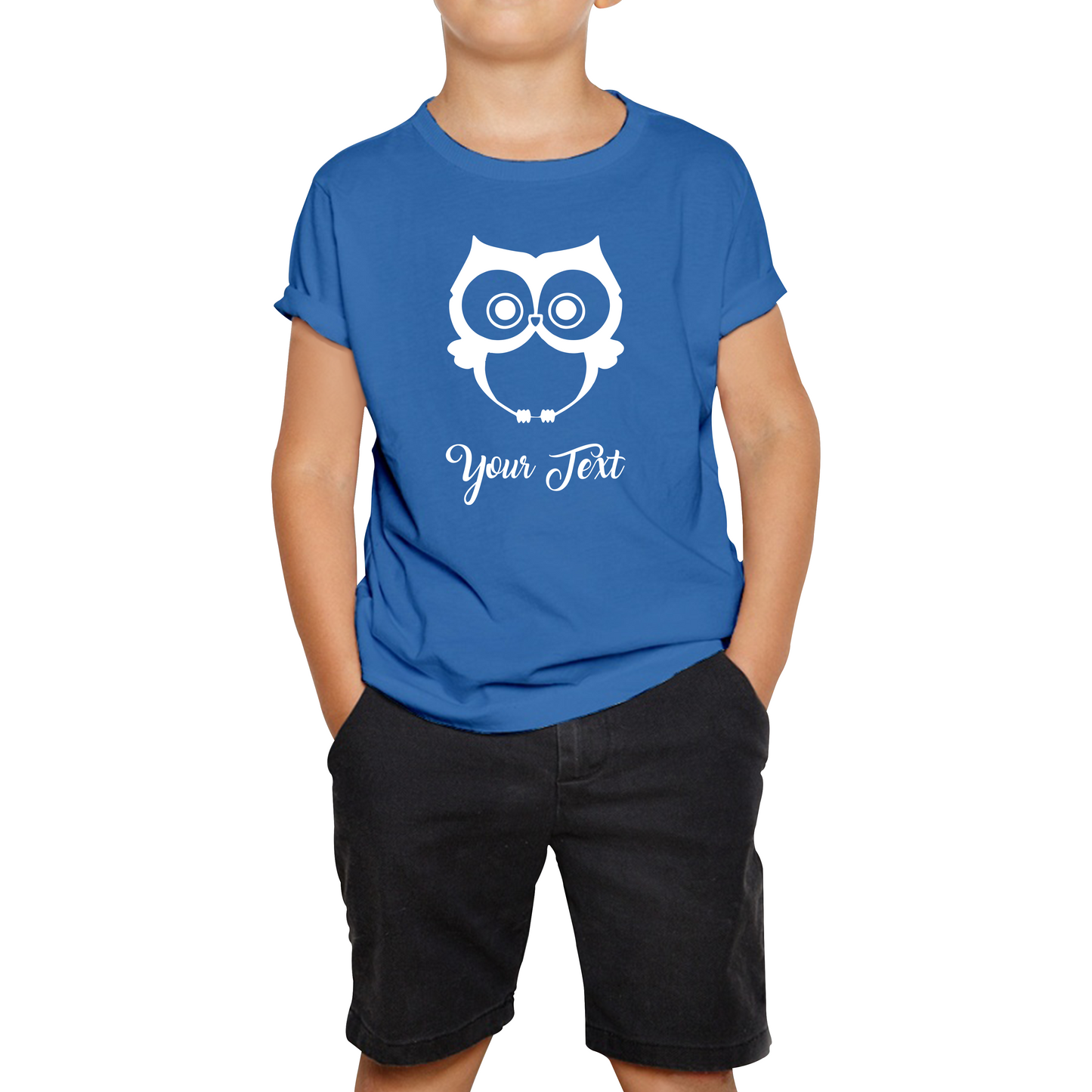 Personalised Cute Owl Your Name Cute Cartoon Owl Animal Lover Nature Lover Kids Tee