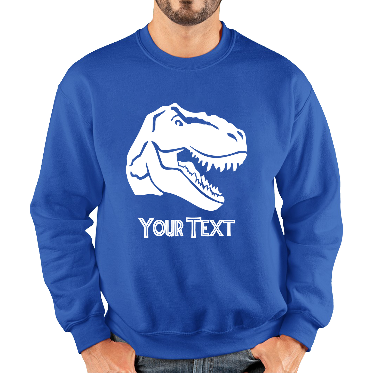 Personalised Dinosaur T-Rex Roaring Face Your Text Tyrannosaurus Rex Dino Unisex Sweatshirt