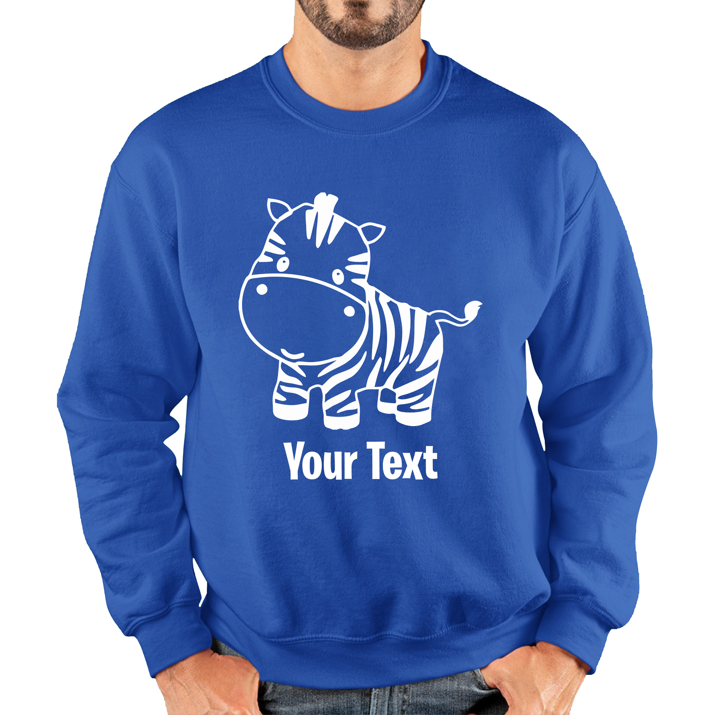 Personalised Cute Little Zebra Your Name Safari Animal Zoo Jungle Unisex Sweatshirt