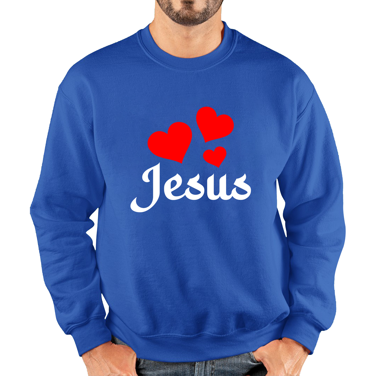 Love Jesus Hearts Jesus Christ Christians Religious Spirituality Believe Unisex Sweatshirt