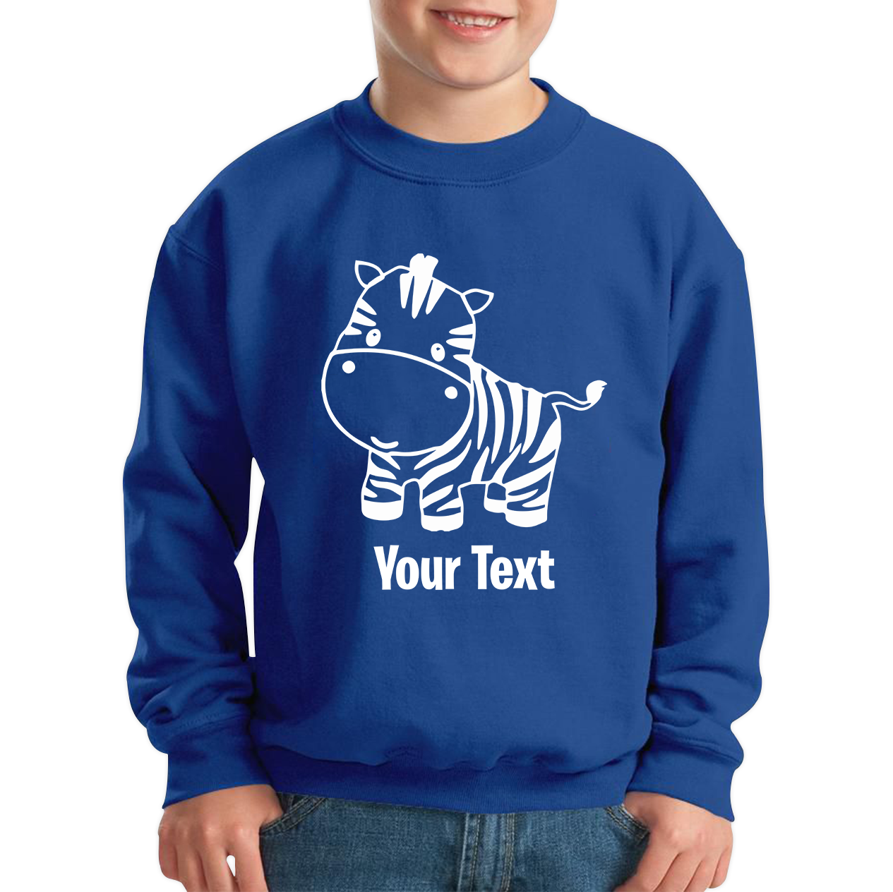 Personalised Cute Little Zebra Your Name Safari Animal Zoo Jungle Kids Jumper