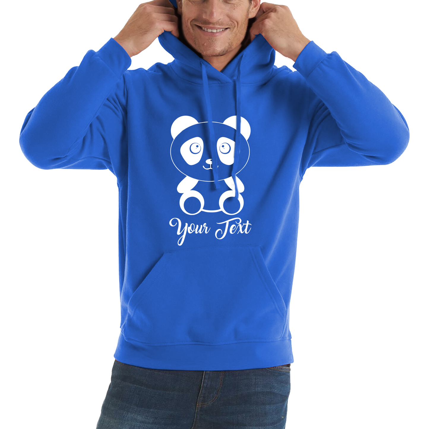 Personalised Cute Panda Bear Your Text Funny Cute Animal Lovers Unisex Hoodie