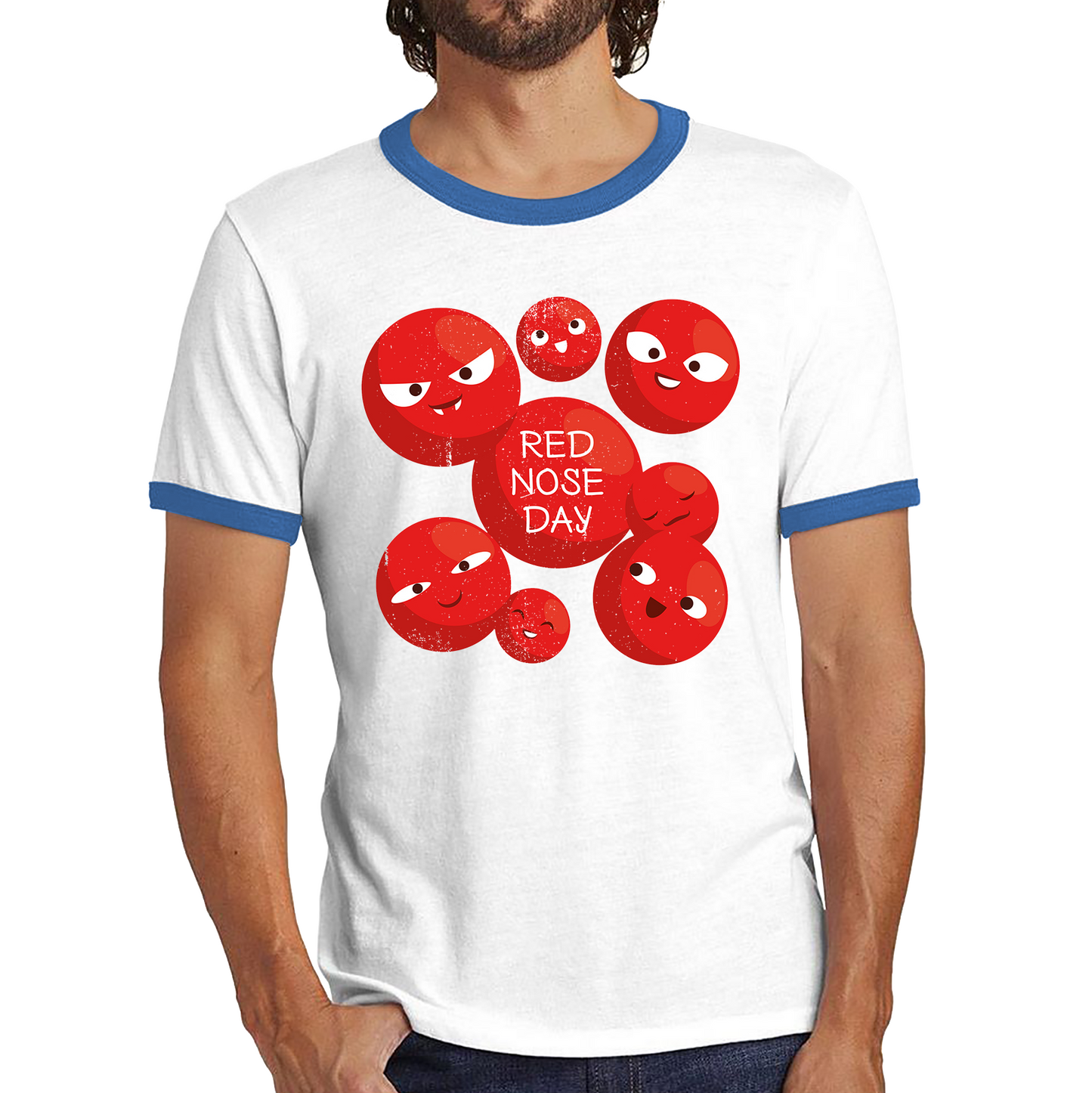 Red Nose Day Funny Noses Ringer T Shirt. 50% Goes To Charity