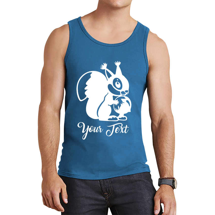 Personalised Cartoon Squirrel Holding Acorn Your Name Cute Squirrel Animal Tank Top