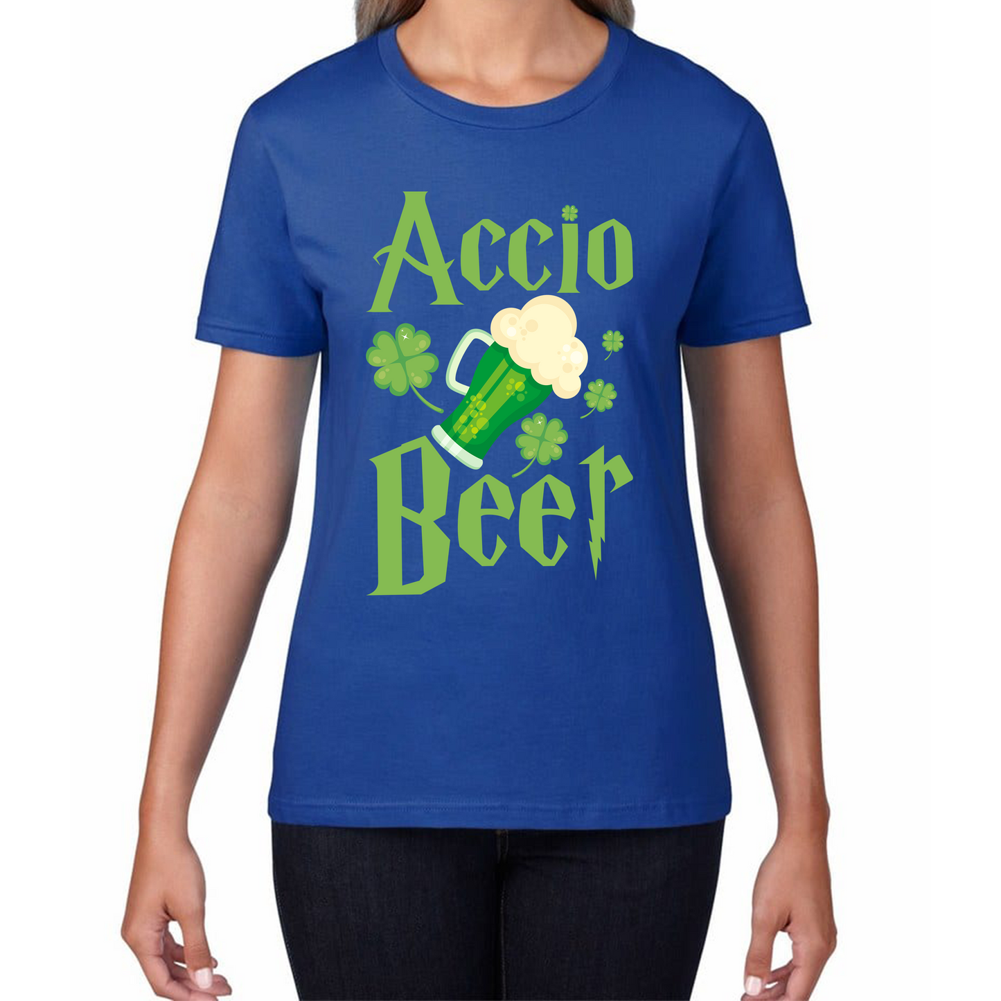 Accio Beer Wizard Beer St. Patrick's Day Magic World Irish Beer Shamrock Beer Lovers Family Vacation Womens Tee Top