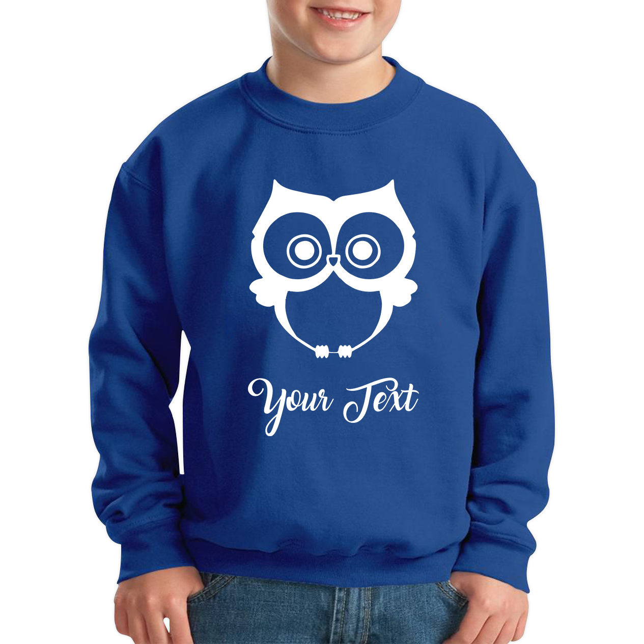 Personalised Cute Owl Your Name Cute Cartoon Owl Animal Lover Nature Lover Kids Jumper