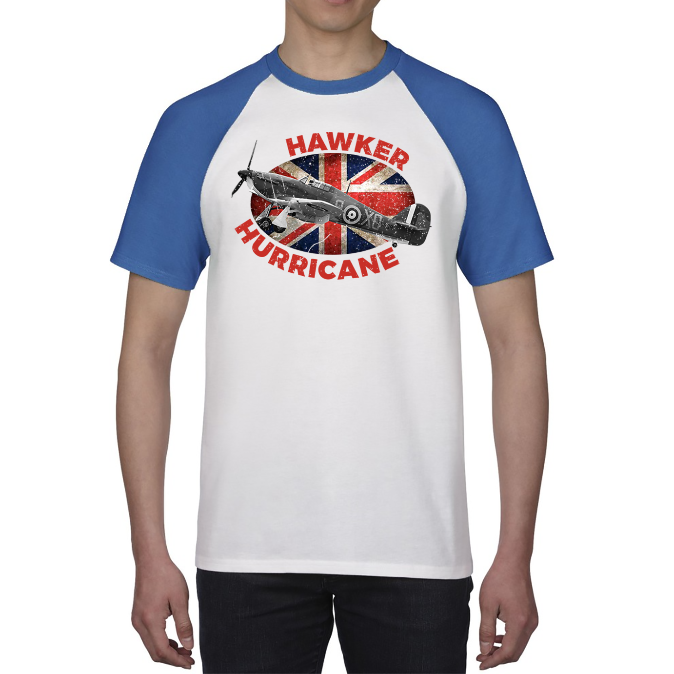 Hawker Hurricane United Kingdom Flag Vintage Shirt WW2 RAF Fighter Jet British Aircraft Baseball T Shirt