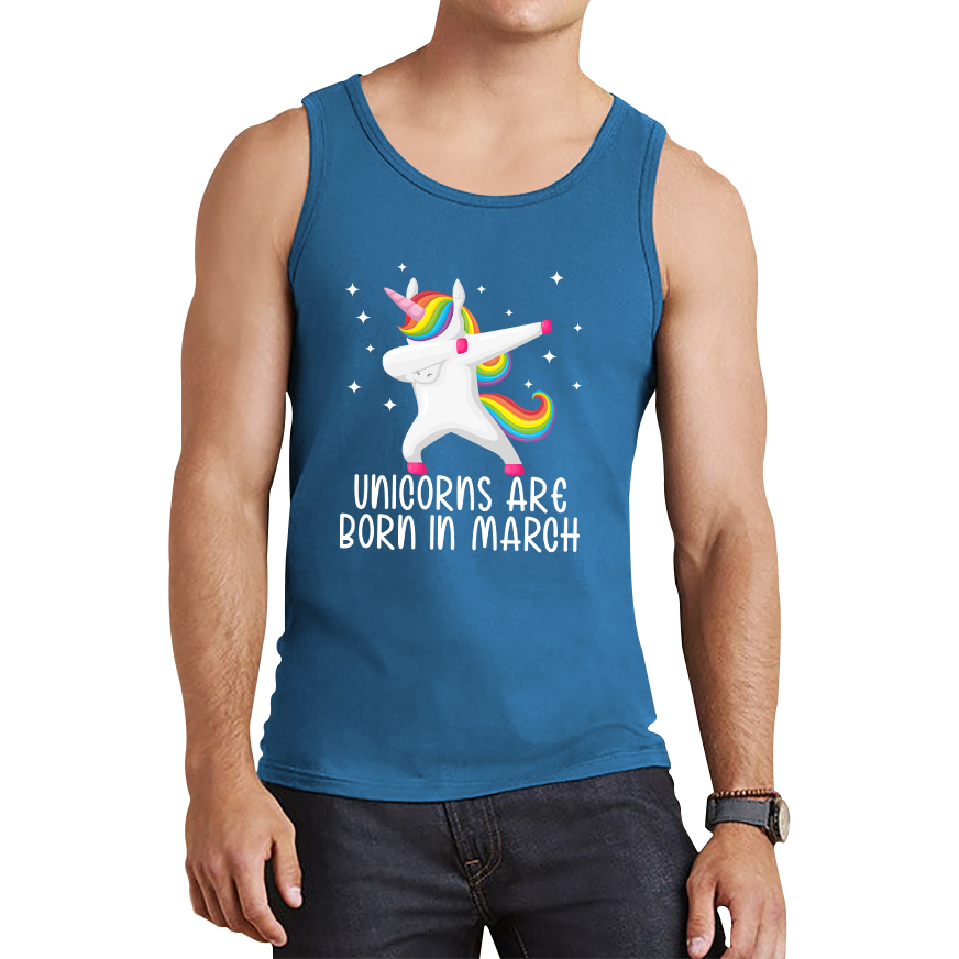 Unicorns Are Born In March Dabbing Unicorn Funny Birthday Month Novelty Slogan Tank Top