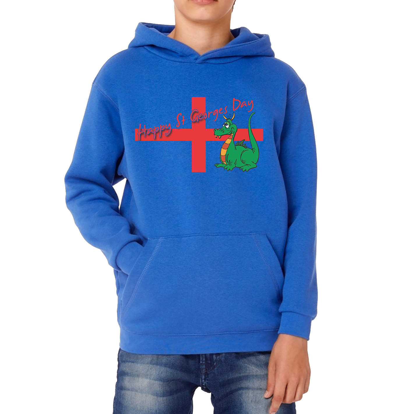 Happy St. George's Day Cute Dragon England Flag Hoodie