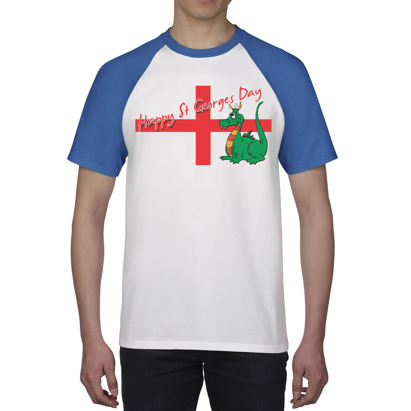 Happy St. George's Day Cute Dragon England Flag Funny Saint George Baseball T Shirt