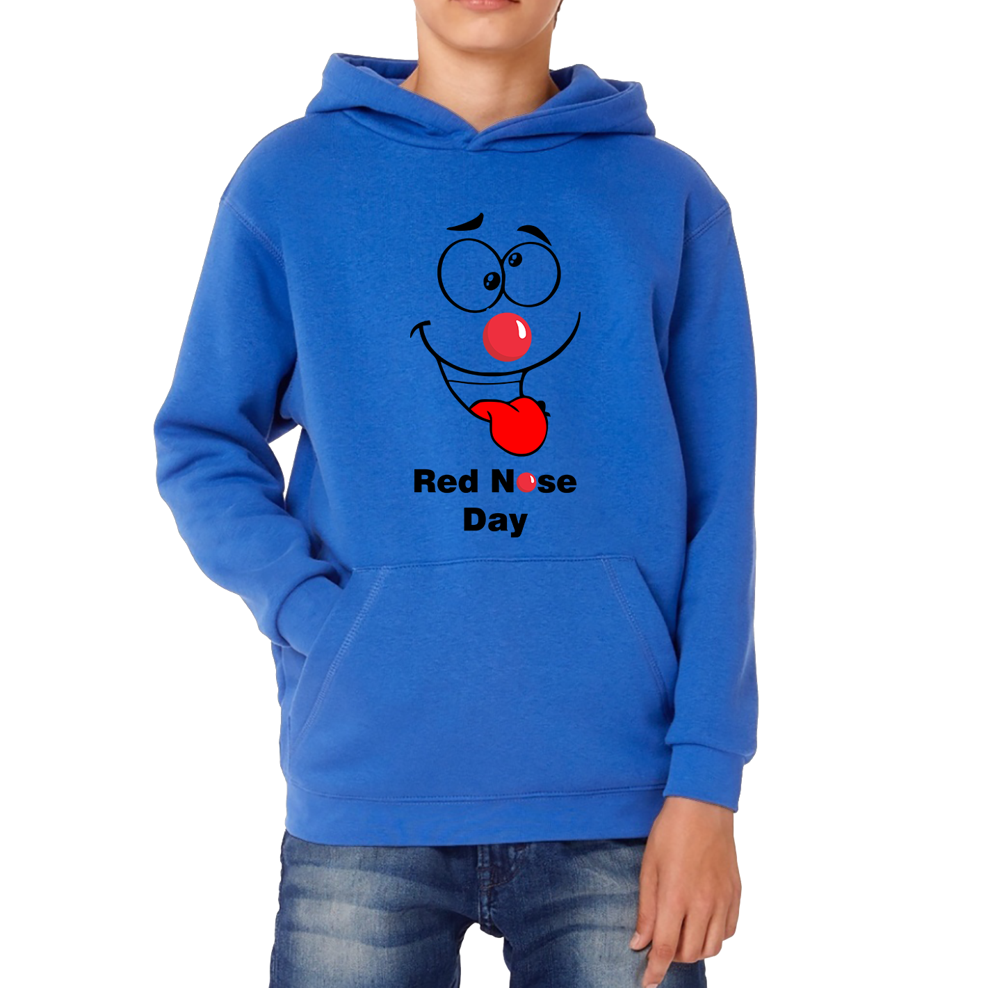 Naughty Emoji Face Red Nose Day Hoodie