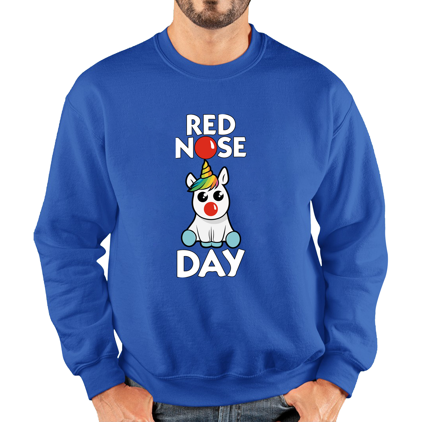 Red Nose Day Baby Unicorn Sweatshirt.