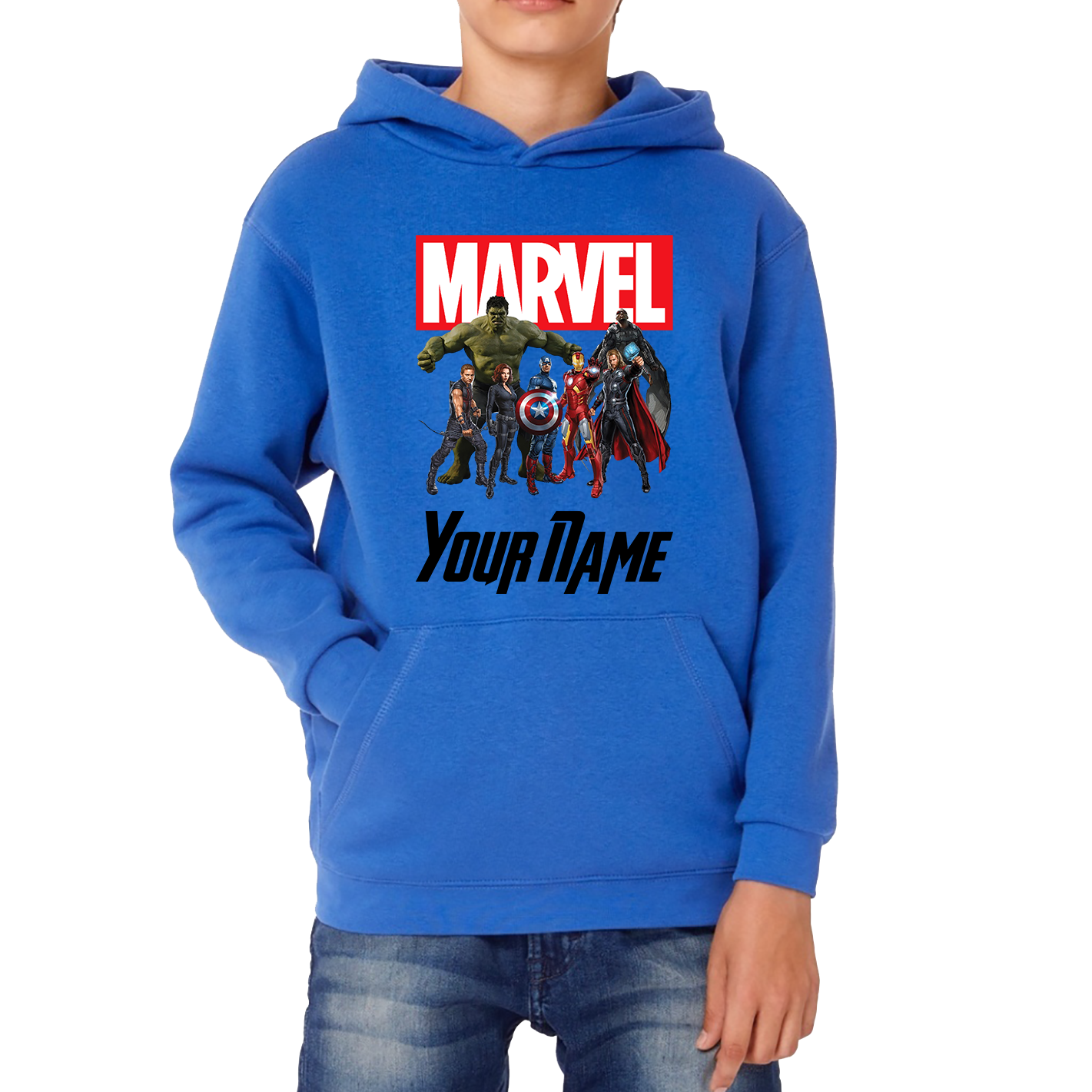 Personalised Marvel Avengers Superheroes Team Your Custom Name Hoodie