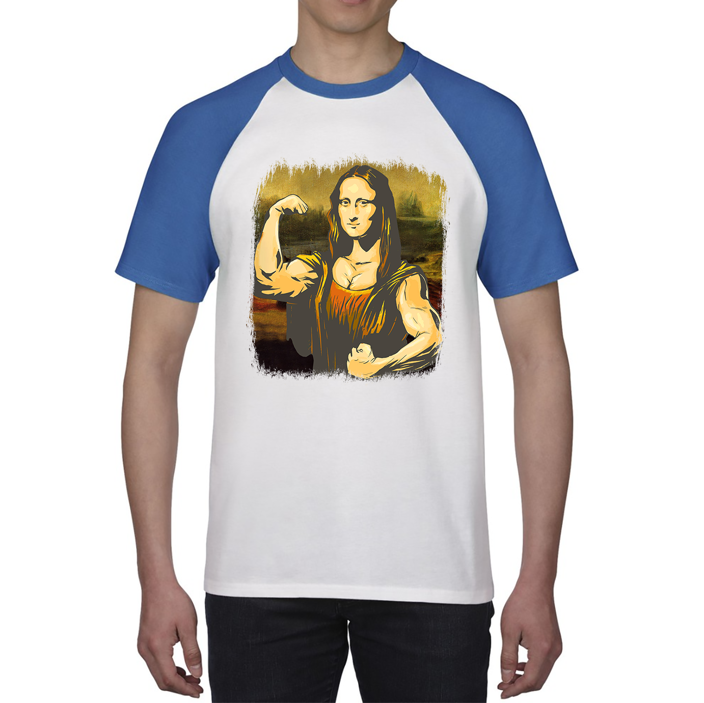 Weight Training Parody Fitness Bodybuilding Art Mona Lifta Baseball T Shirt