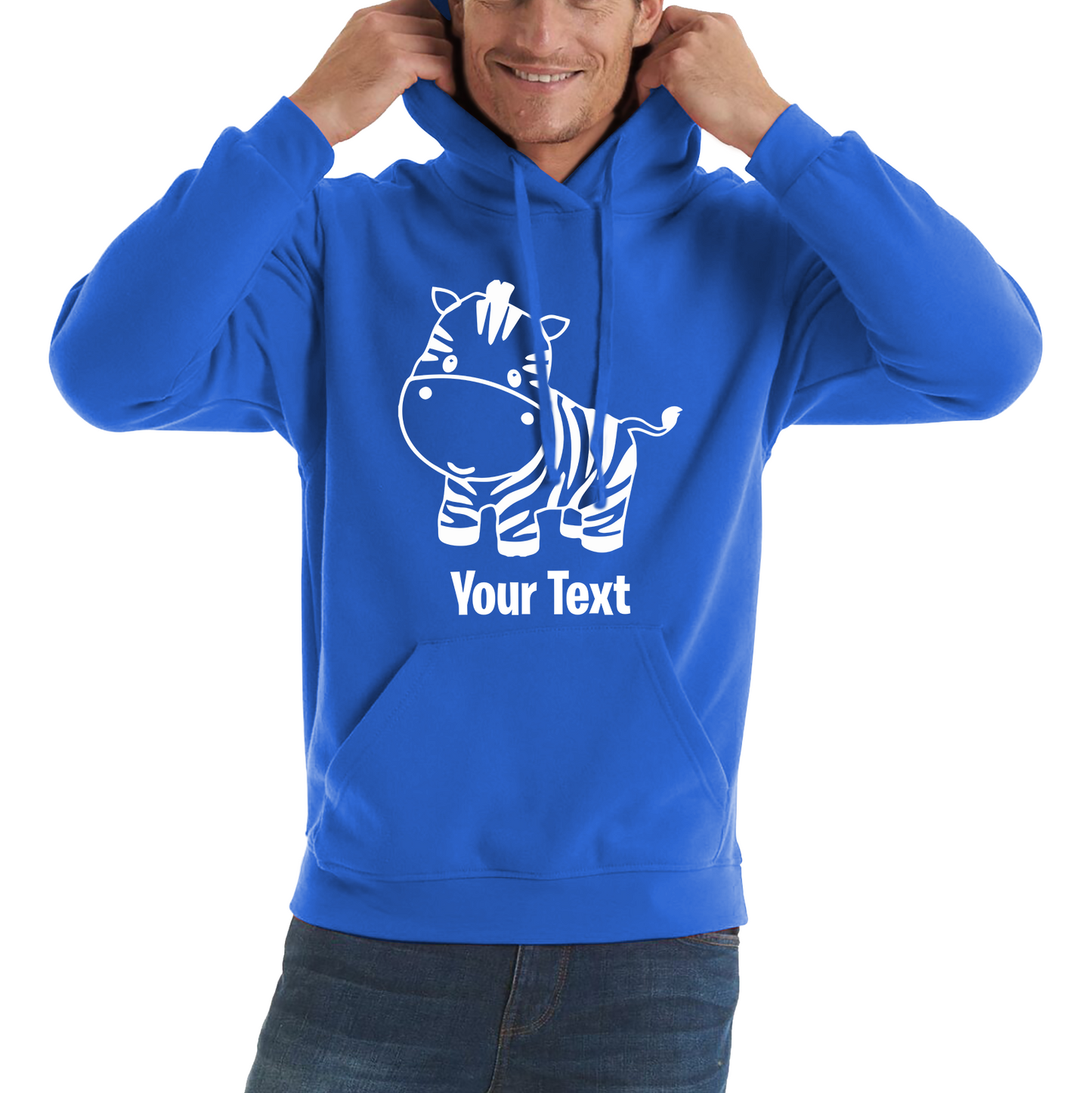 Personalised Cute Little Zebra Your Name Safari Animal Zoo Jungle Unisex Hoodie