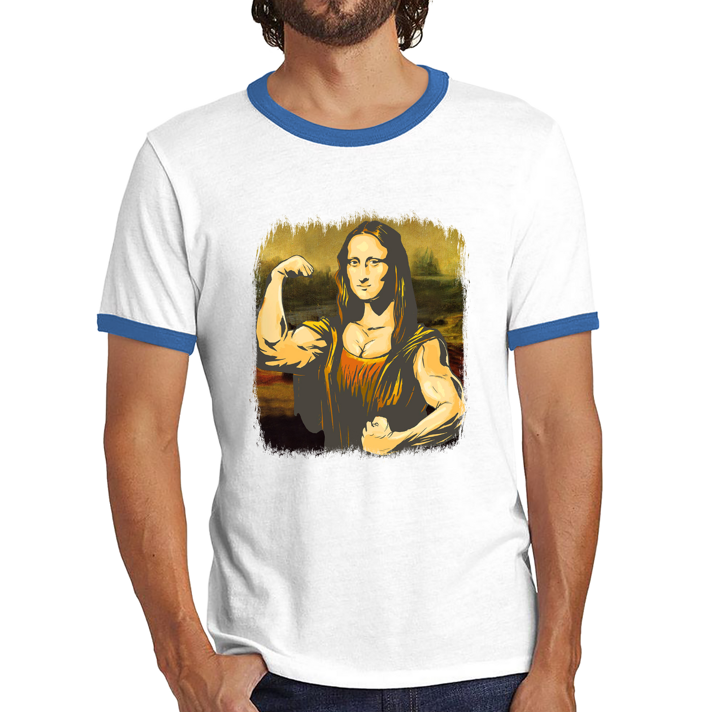 Weight Training Parody Fitness Bodybuilding Art Mona Lifta Ringer T Shirt