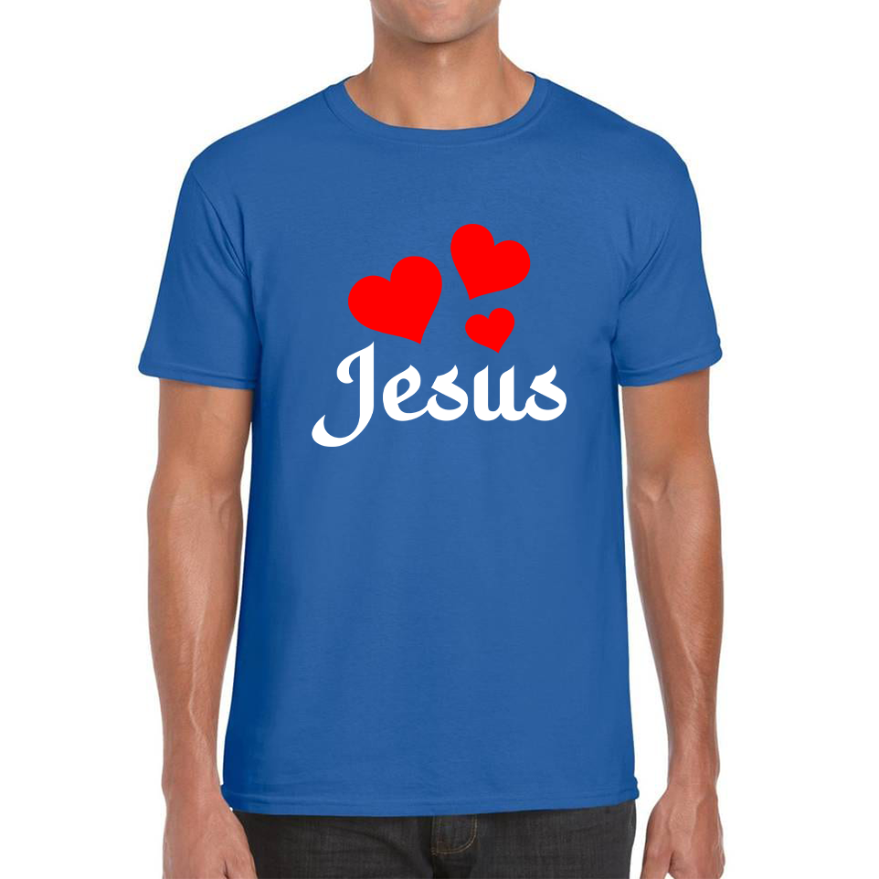 Love Jesus Hearts Jesus Christ Christians Religious Spirituality Believe Mens Tee Top