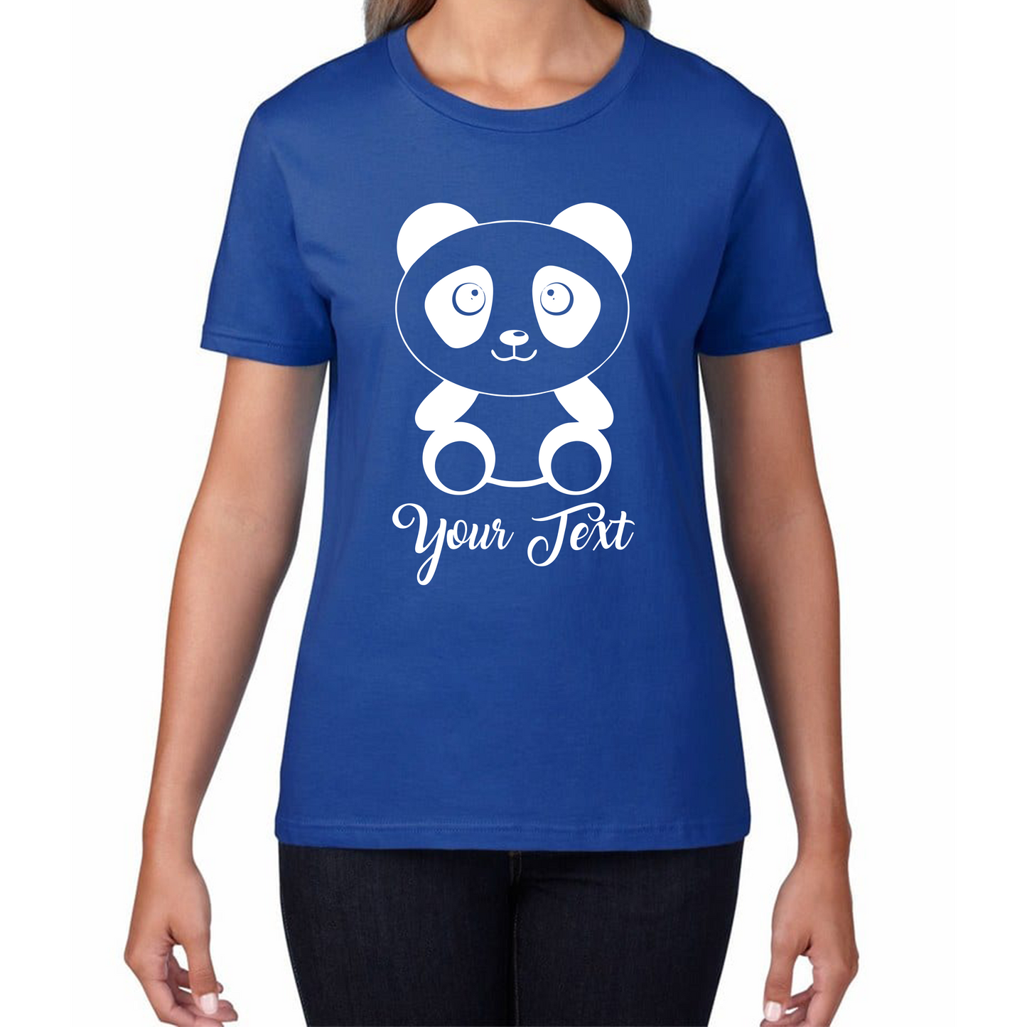Personalised Cute Panda Bear Your Text Funny Cute Animal Lovers Womens Tee Top