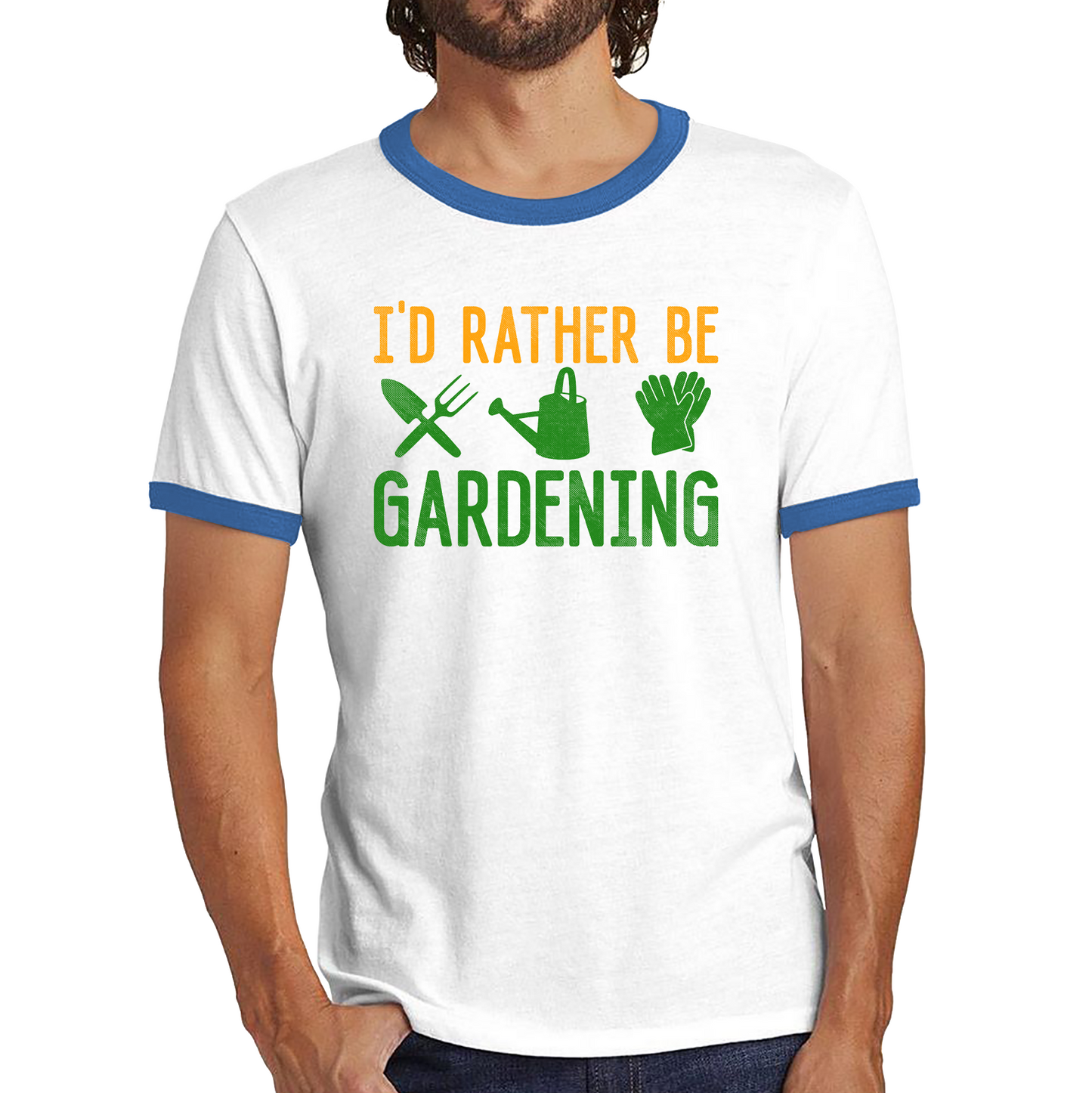 I'd Rather Be Gardening Funny Gardener Ringer T Shirt